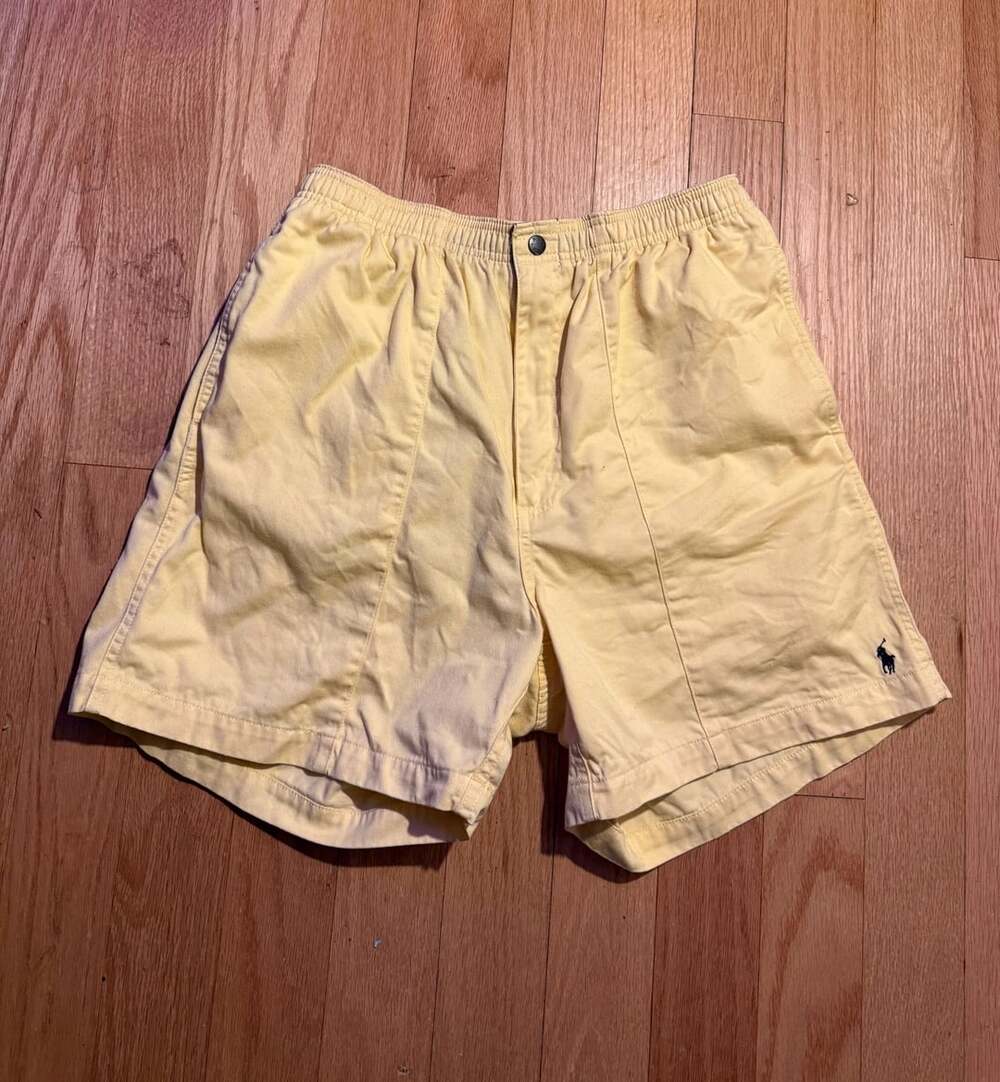 Vintage Polo Ralph Lauren Elastic Waist Pleated Shorts Size M Yellow